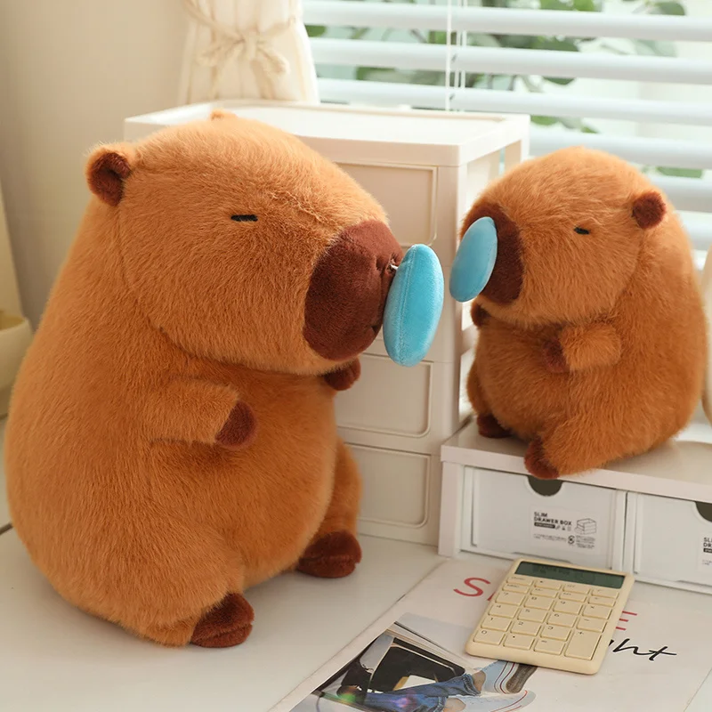 Boneca de pelúcia capivara fofa, bichos de pelúcia kawaii com muco, boneca de olhos pequenos macios, presente para meninas, fofo