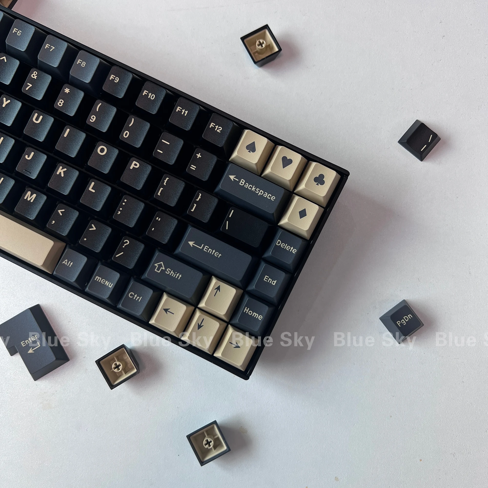 Imagem -05 - Keycap do Tema Blue Sky Gmk Perfil Cereja Doubleshot Material Abs 163 Teclas para Teclado mx Mechanicla Apes