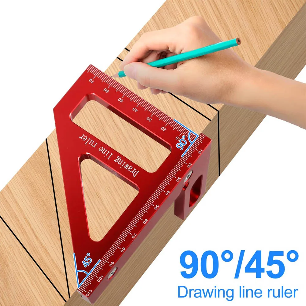 Woodworking Square Protractor Aluminum Alloy Miter Triangle Ruler High Precision Layout Measuring Tool For Engineer Carpenter