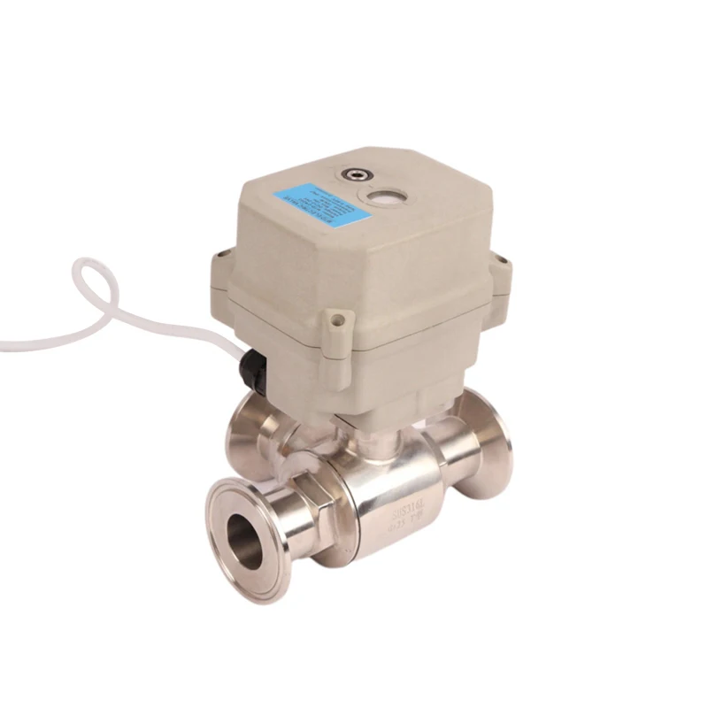 12V 24V DC 3 Wire 3 Way Stainless Steel Mini Smart Electric Motorized Water Control Sanitary Actuator Rotary Ball Valve