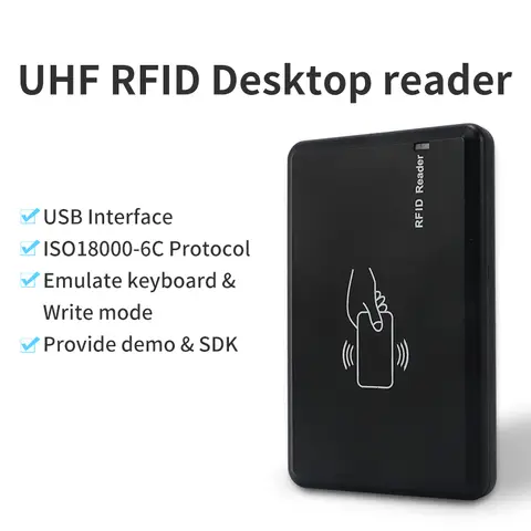 Codificación de tarjeta lector y escritor UHF RFID 860-960Mhz ISO18000-63 EPC C1GEN2 con interfaz Mini USB