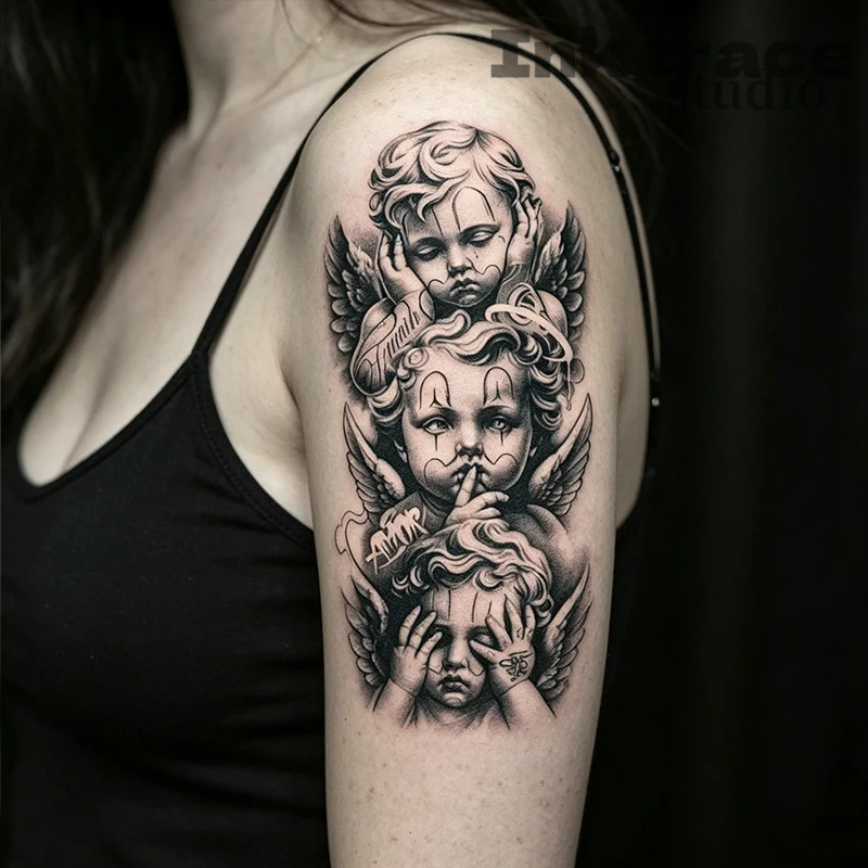 Angel Herbal Juice Tattoo-Aufkleber – Magische Tattoos, semi-permanente Tattoos, realistische Fake-Tattoos, halten 1–2 Wochen – Detail 4