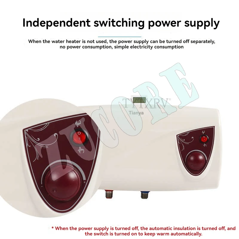 220v Rv Water Heater Bath Shower Rv Electric Water Heater 10l 1kw Top Water/bottom Water Rapid Heating（Equipped With A White The