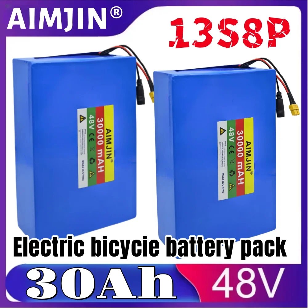 

48V 30000mAh 13S8P Lithium Battery for Electric Scooter Bicycle Mountain Bike with Built-in 30A BMS Compatible with 250-1000W Mo