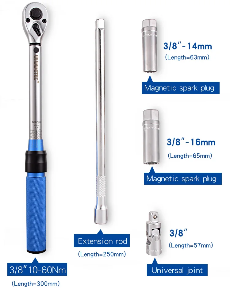 3/8 Magnetic Spark Plug Sleeve Torque Wrench 10-60Nm Adjustable Torque Preset Remove Auto Repair Tool Set