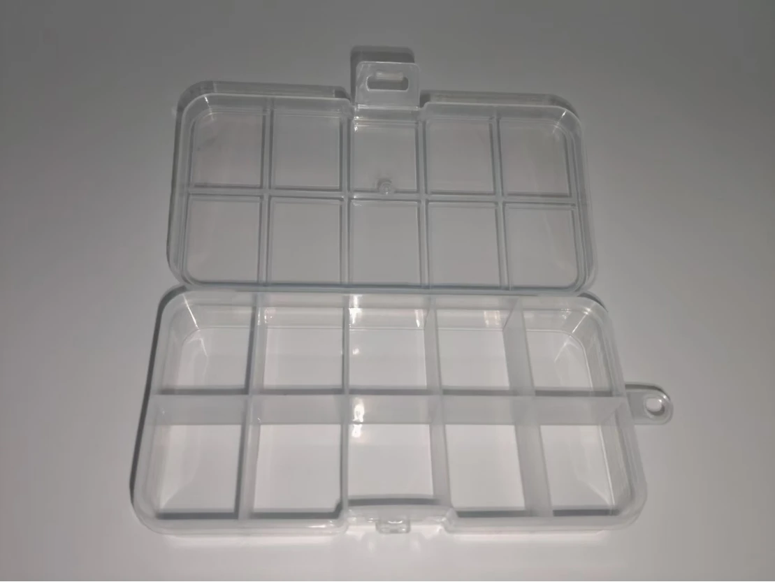 Scatola portaoggetti in plastica trasparente con 10 griglie, piccolo kit organizer per gioielli, componenti elettronici, parti hardware