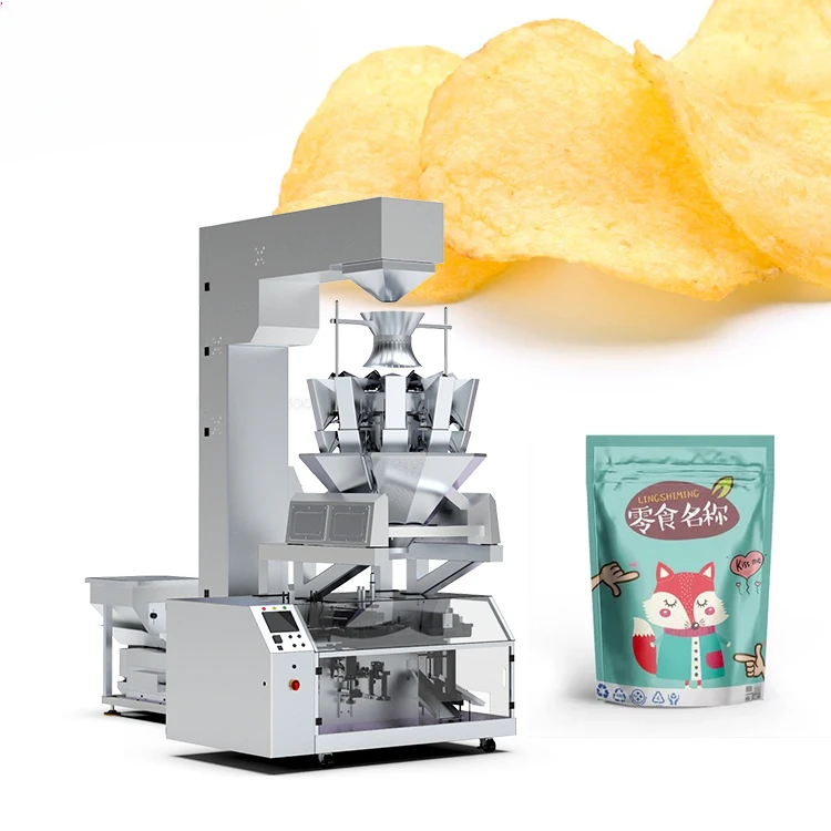 Automatic Doypack Premade Zipper Bag Potato Chips Biscuit Snack Packaging Snack Food Pouch Filling Sealing Packing Machine