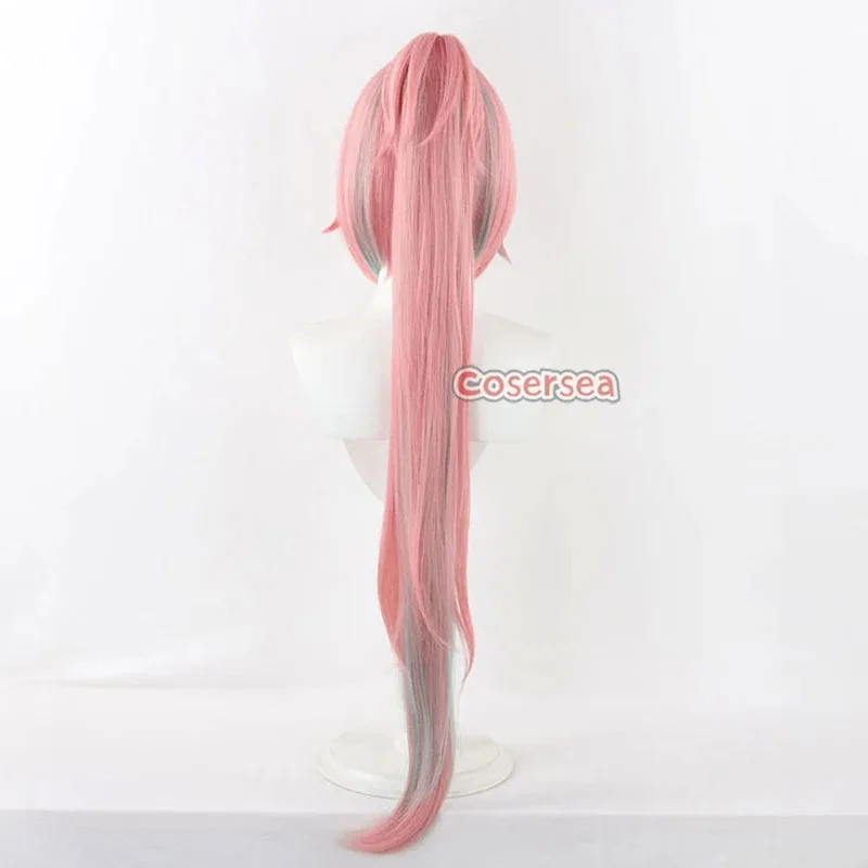 Cosersea rappa cosplay perucas jogo honkai: star rail rappa 100cm rosa misturado azul rabo de cavalo cos peruca cabelo sintético resistente ao calor