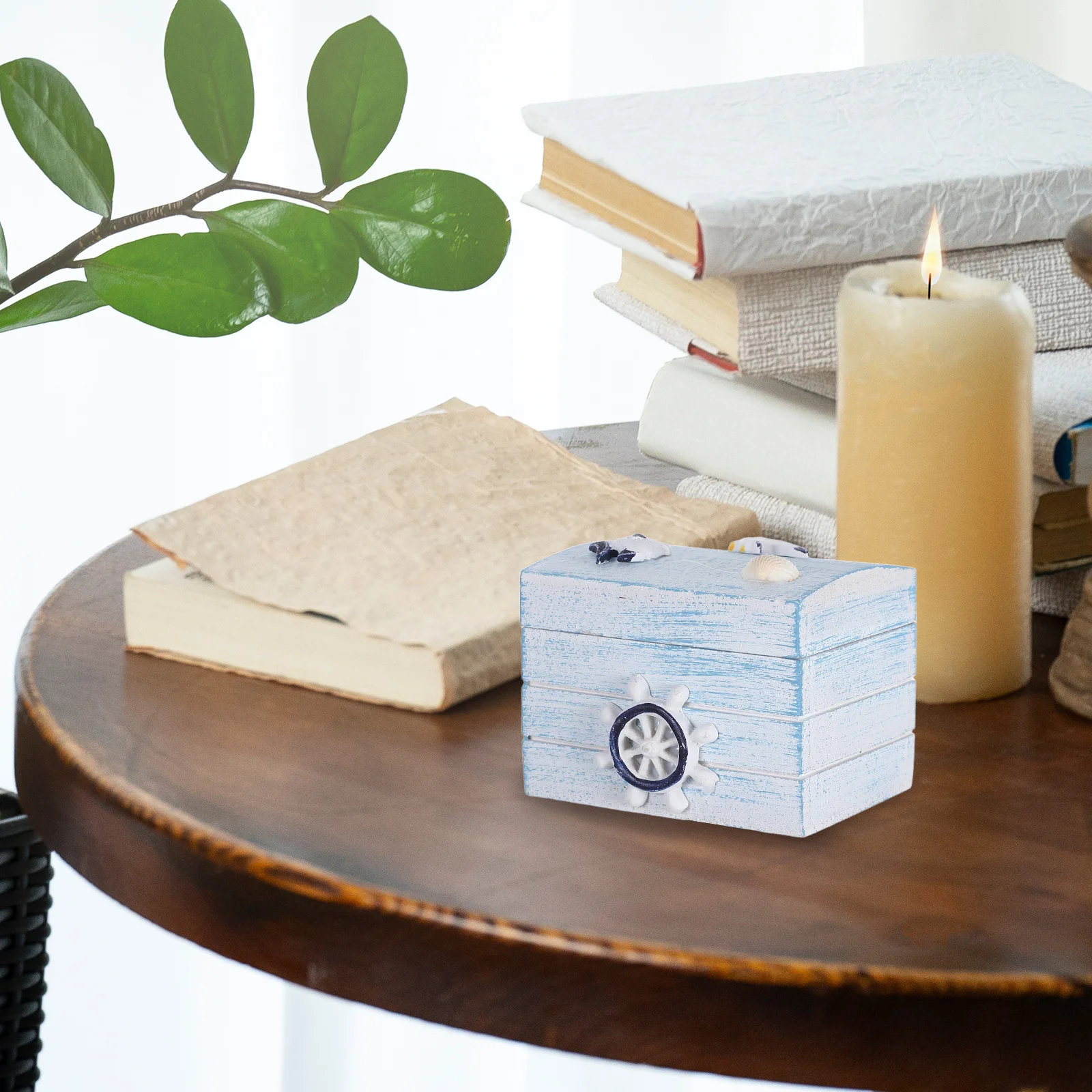 

Nautical Wooden Box with Lid Intricate Ocean Theme Crafted Storage for Small Treasures Coastal Cottage Decor Accent