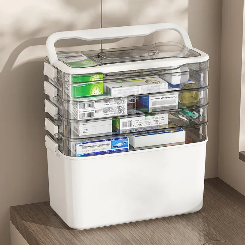 Multi-Functional Multi-Layer Storage Box, Suitable for Organizing Tools, Medicine Boxes, Medicine Chests, Crafts, Sewing Tools, Small Accessories, Wardrobe Storage Boxes, Stationery and Documents, Office Supplies, and for Multi-Purpose Storage in the Living Room and Bathroom, with a Handle for Easy Travel and Portability