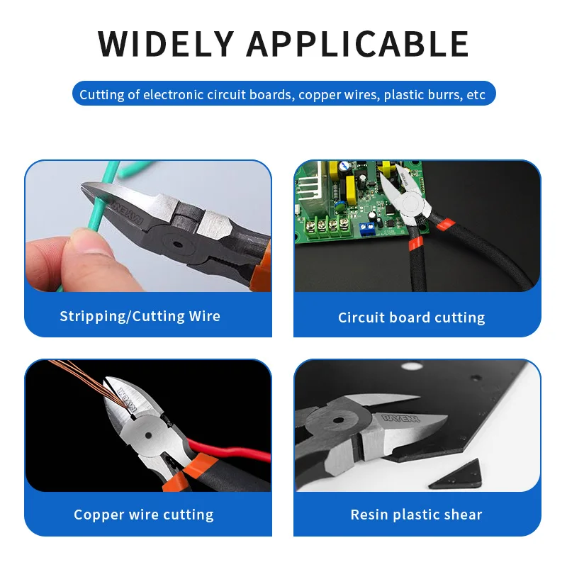 Industrial diagonal pliers CR-V plastic pliers jewelry wire and cable cutter cutting side scissors tools