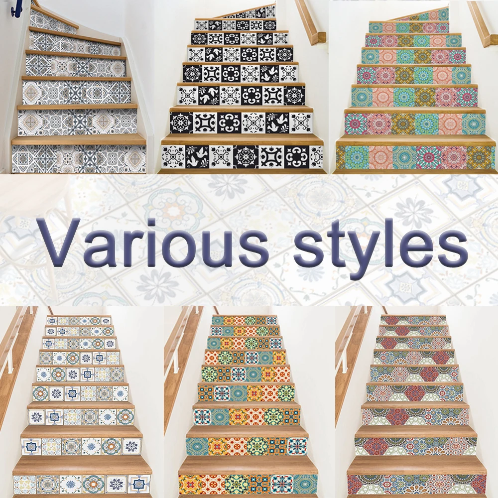 

6pcs Stair Stickers Removable Staircase Steps PVC 3D Stairs Floor Sticker Self Adhesive Waterproof Wallpaper Decals Home Decor