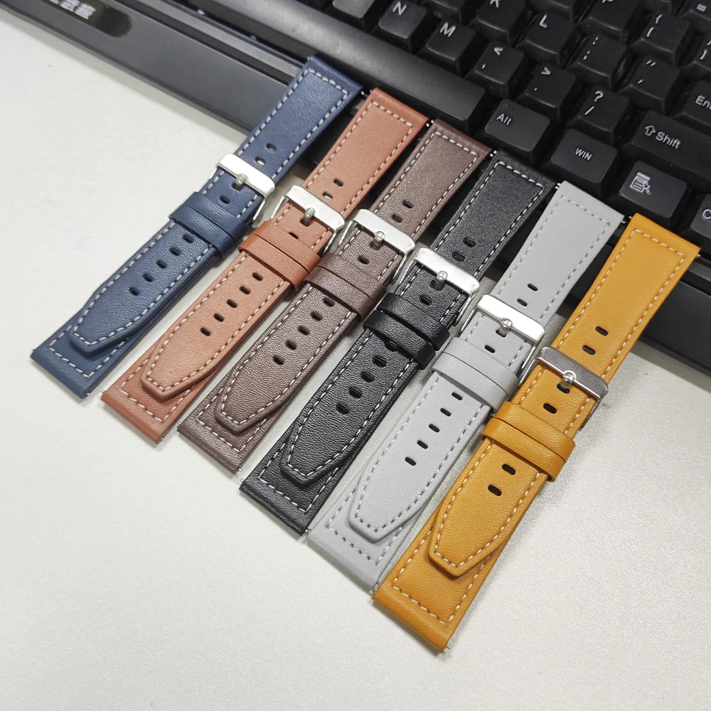 20mm 22mm Leather Watch Band For Garmin Forerunner 70 165 170 255 265 570/Venu 4 45mm 3 2 Sports Strap HUAWEI GT 6pro Wristband
