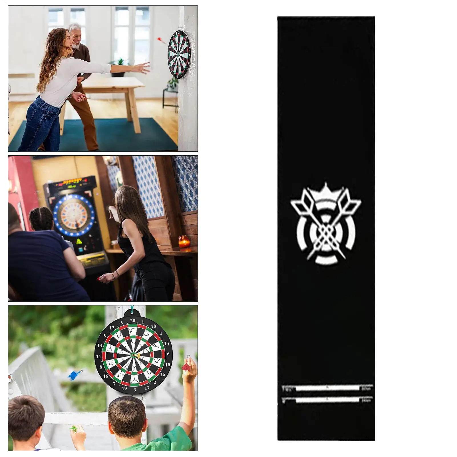 

Dart Board Mat for Floor Non-Slip Portable with Throw Line Crystal Velvet Dart Carpet Mats for Recreation Center Sports Club