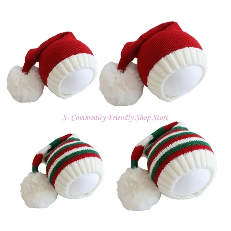 

85AE модная шапка для холодной погоды, рождественская полосатая/однотонная шапка-бини с помпоном для детей и взрослых, теплый