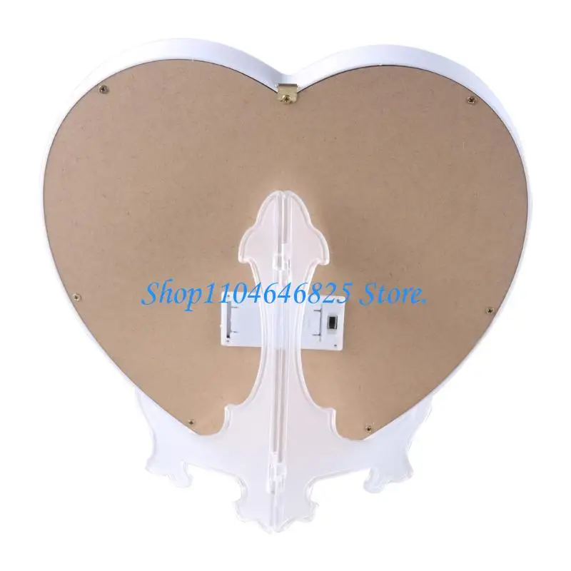 Heart Shaped Felt Letter Board with LED Light Changeable Letters Message Sign with Stand Birthday Housewarmings Gift