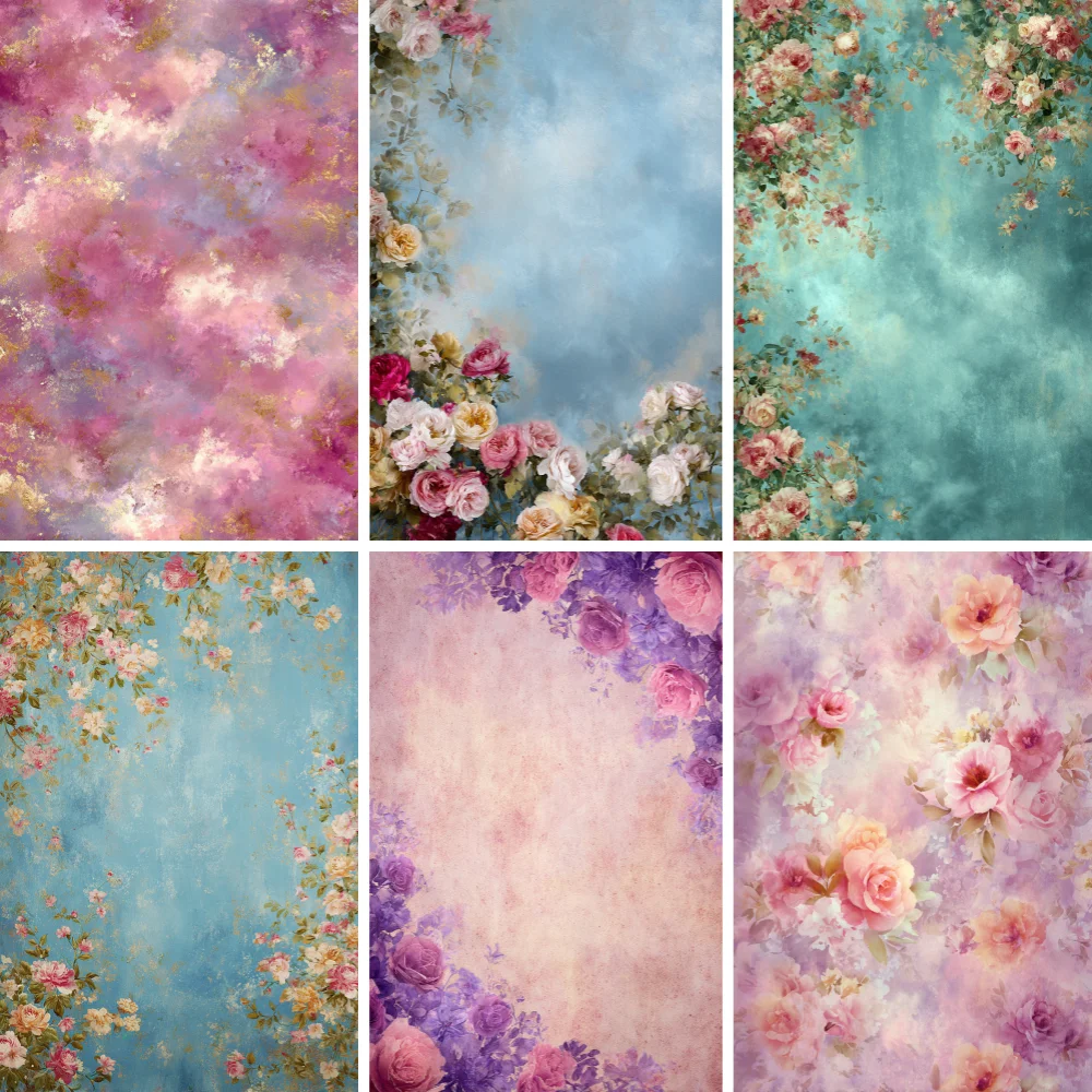 Spring Garden Photography Backdrop Hand-Painted Abstract Floral Texture Decor Girl Birthday Party Wedding Photography Background