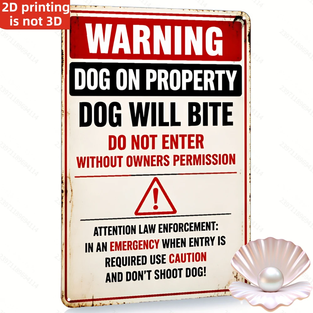 12X8 Inch Heavy-Duty Aluminum Dog Warning Sign Suitable Property Boundary Marker Security Sign Indoor Outdoor Decoration Red Bla