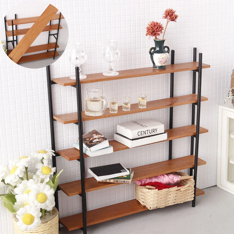 

Miniature 1/12 Scale Five-Layer Bookshelf for Dollhouse - Simulation Storage Rack Display Stand Furniture Decor