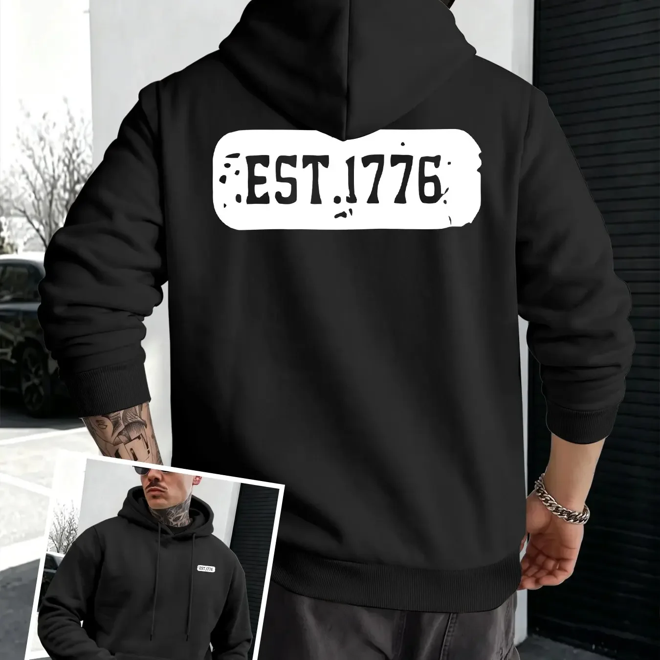 Men's New Autumn/Winter Warm Hoodie Simple and Versatile Men's Long-Sleeve Pullover Hoodie Daily Commute Hooded Sweatshirt