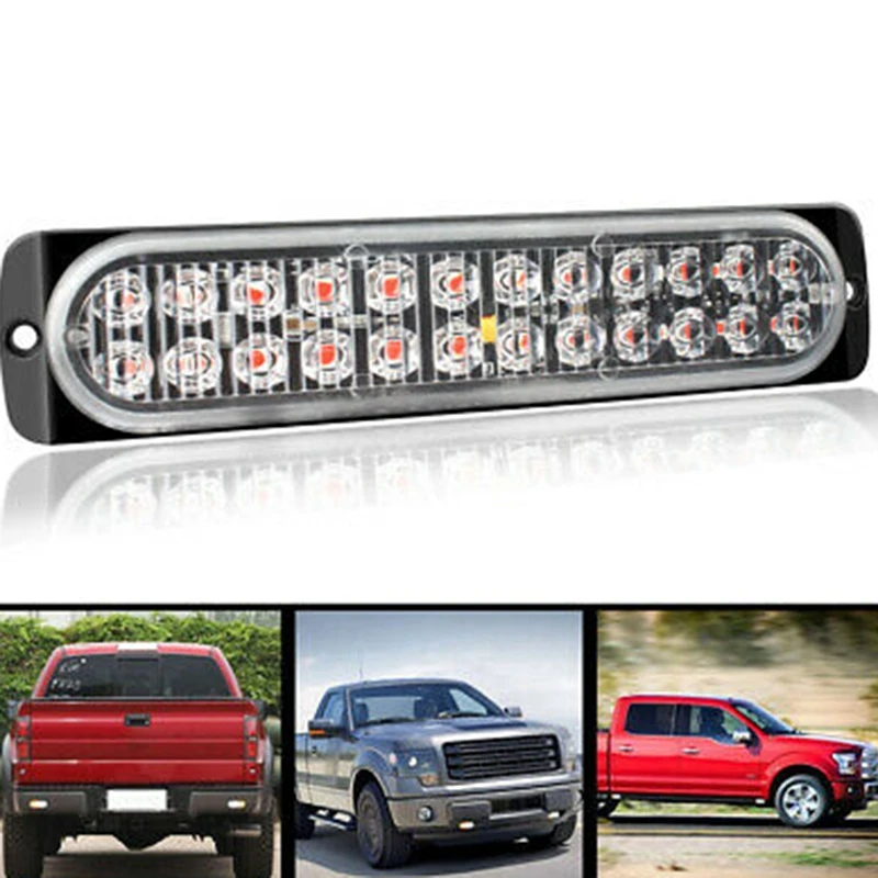 4Pcs12-24V Side Light 24LED Strobe Light 72W Flashing Light Side Marker Light for Trucks Trailers Cars Motorcycles