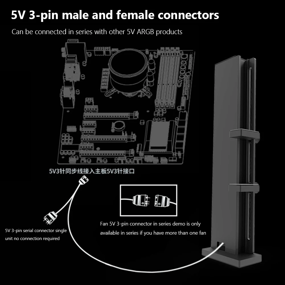 5V 3Pin ARGB Sync PC GPU VGA Graphic Card Support Stand Adjustable Vertical GPU Bracket Holder Magnetic Base GPU Support Bracket