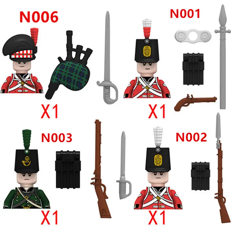 Napoleonic Wars Military Soldiers Building Blocks WW2 British Army Figures Russian Foot Guard Infantry Weapons Bricks Kids Toys