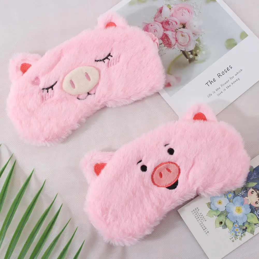 Cute Cartoon Pink Pig Sleep Eye Mask Breathable Blindfold With Elastic Strap Soft Eye Cover For Night Sleeping Travel Nap 1pc