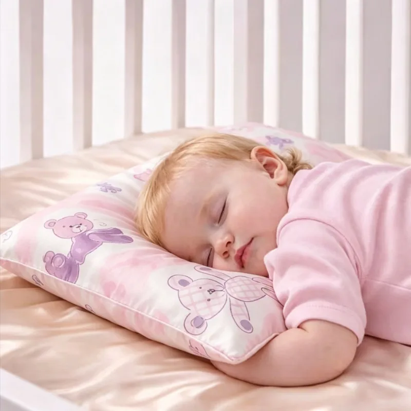 100% Mulberry Silk Kids Pillowcase, Envelope Closure Cartoon Printed Baby Pillow Cover, Hypoallergenic Gentle Fabric 30*50CM