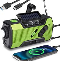 Emergency Weather Radio Hand Crank Portable FM Radio Solar Charging with AM/FM/NOAA LED Flashlights Reading Lamp SOS Alarm