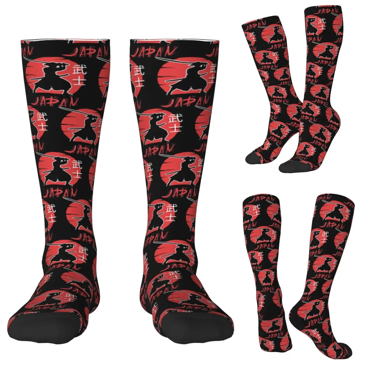 Japanese Bushido Samurai Warrior Socks Harajuku Stockings All Season Long Socks Accessories for Unisex Christmas Gifts