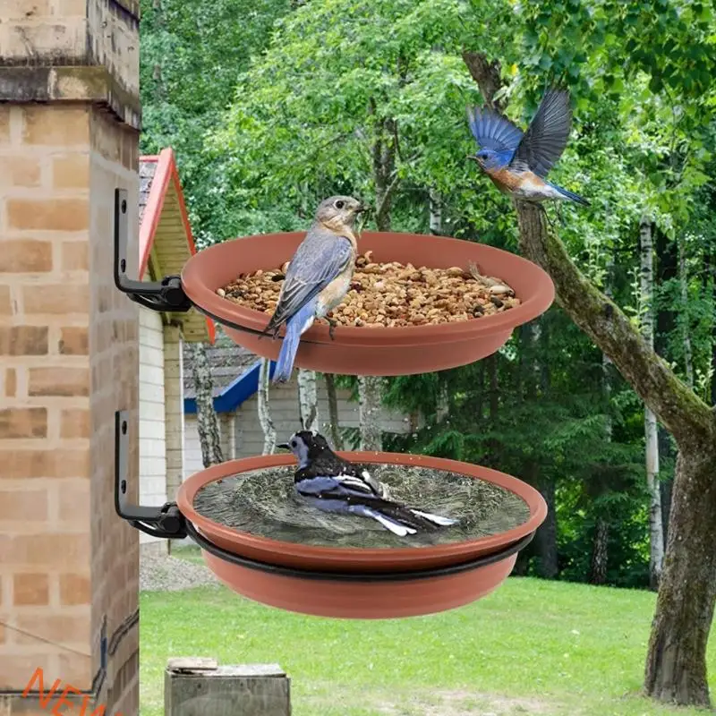 Easy Cleaning Plastic Bird Feeder Double Layer Design for Garden Wildlife 1 Pair