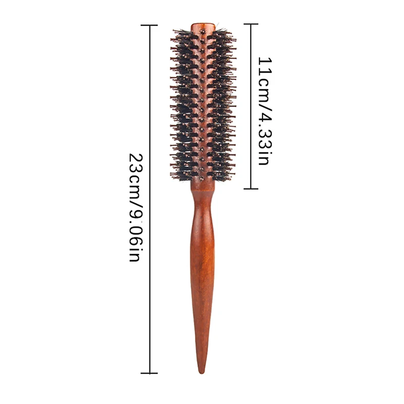 Anti Static Wood Boar Bristle Hair Round Brush Hairdresser Styling Tools Teasing Brush For Hair Curly Comb Hair Brush