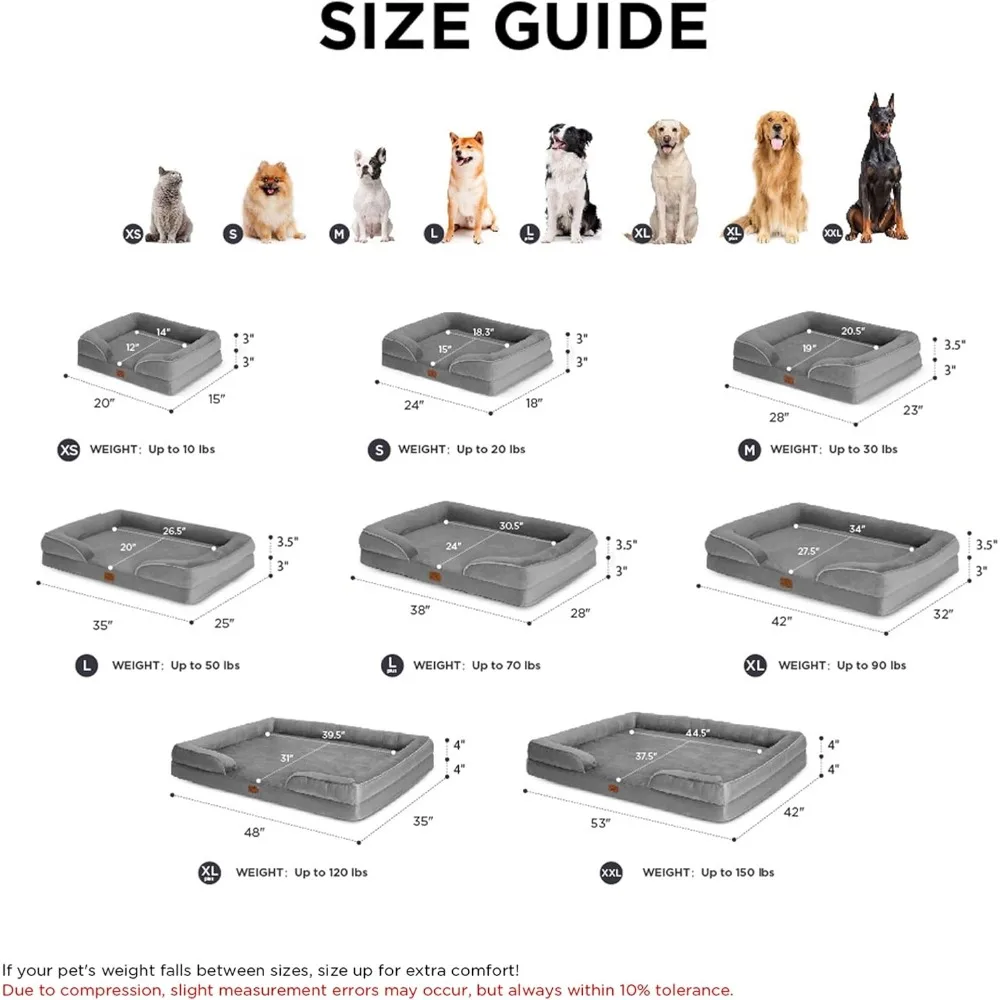 Orthopedic Dog Bed for Extra Large Dogs - XL Washable Dog Sofa Beds Large, Supportive Foam Pet Couch Bed with Removable Washabl