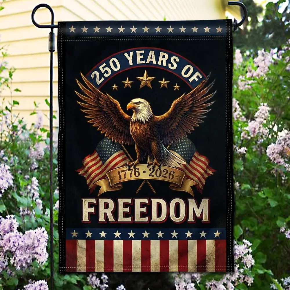 Anley Double Sided Premium Garden Flag, 250 Years of Freedom Eagle 250th Anniversary American Decorative Garden Flags for Ju IIC
