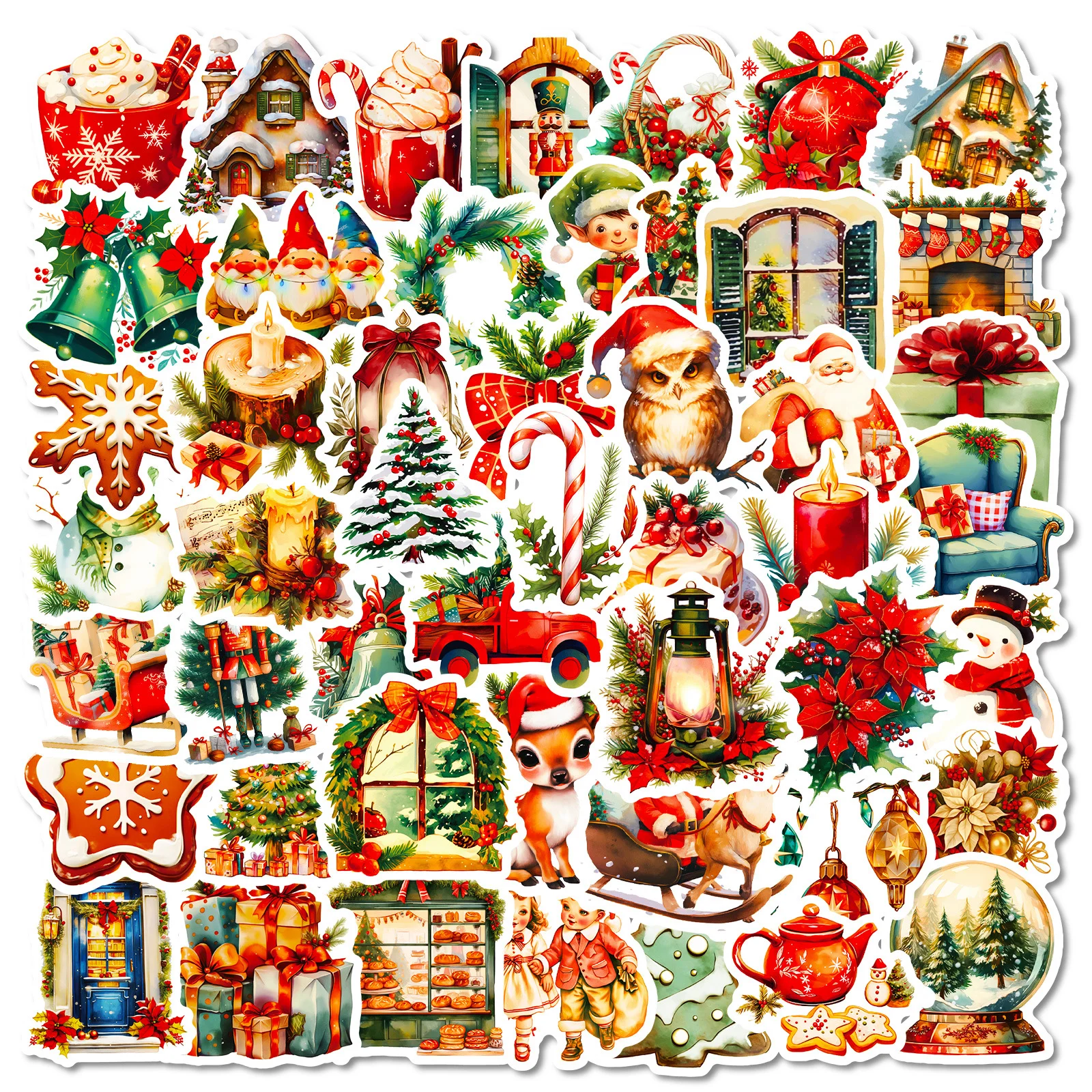 50 pieces of Christmas vinyl stickers - perfect for laptops, water bottles, helmets, etc