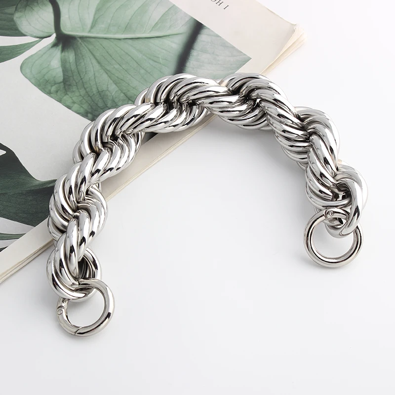 Versatile Silver 32CM Width 31MM Copper Luxury Metal Chains With O Ring For Bags Shoulder Strap Handle Replacement Accessories