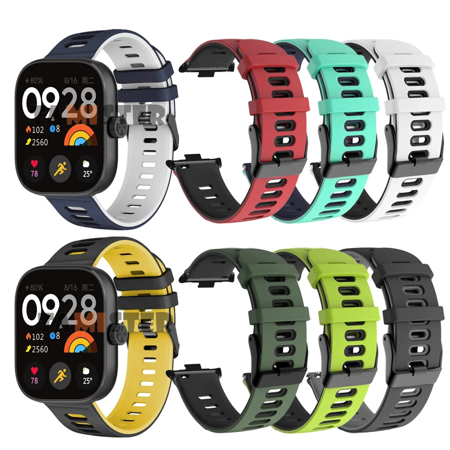 สายรัดซิลิโคนกีฬาสําหรับ Redmi Watch 4 เปลี่ยน Correa สร้อยข้อมือสําหรับ Xiaomi Mi Band 8 Pro สมาร์ทสายรัดข้อมืออุปกรณ์เสริม