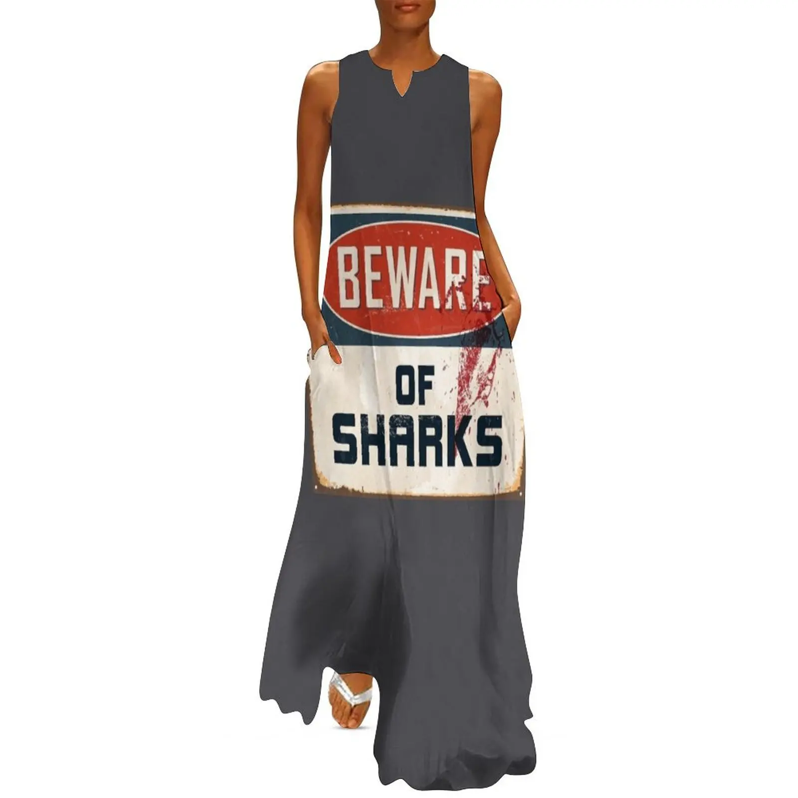 Beware of Sharks Funny Shark Lover Diving Enthusiast Long Dress summer women's dress 2025 prom dress 2025 women dresses