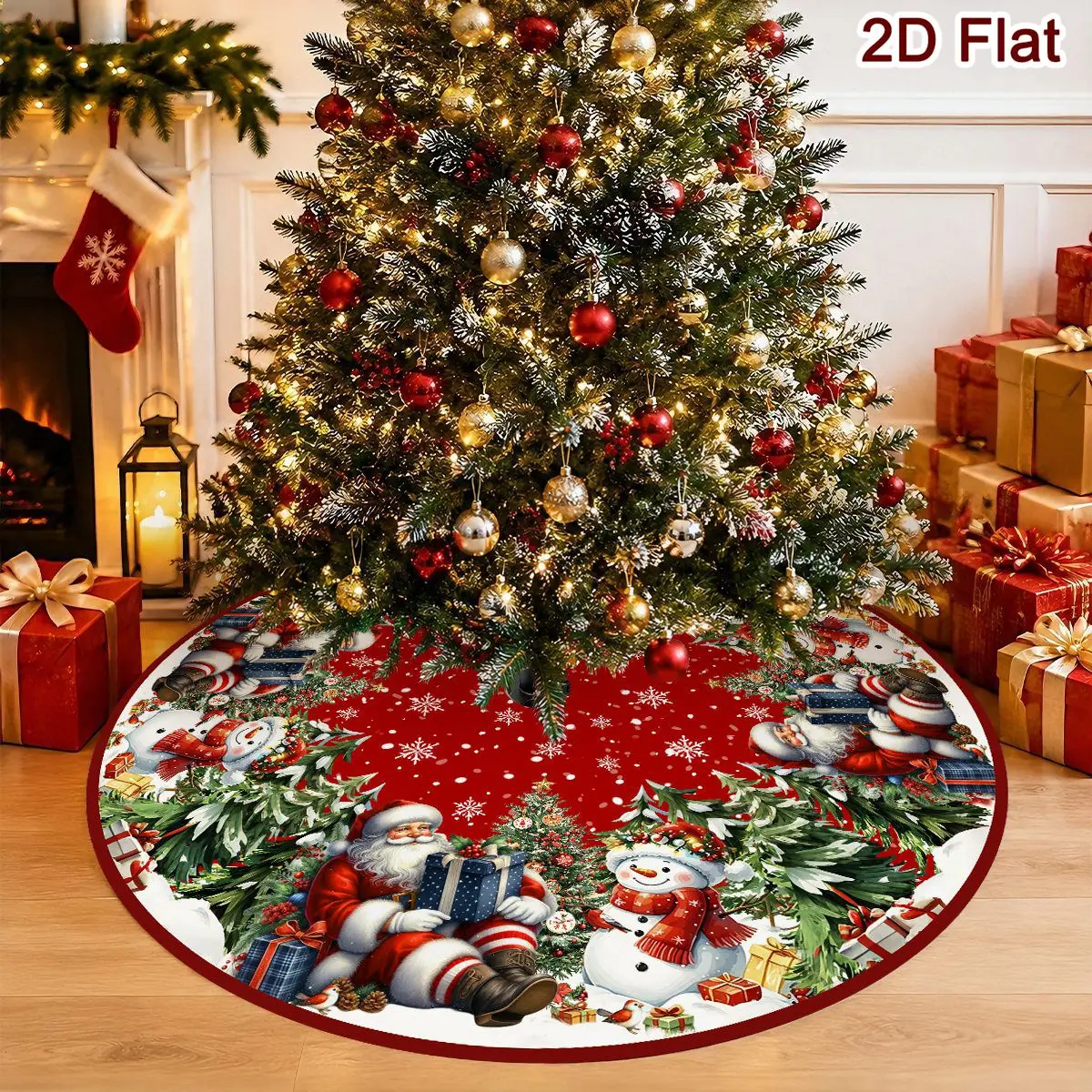 1 peça Saia para Árvore de Natal Vintage com Papai Noel, Tapete de Poliéster para Árvore de Natal, Decoração de Natal e Ano Novo para Casa 2026