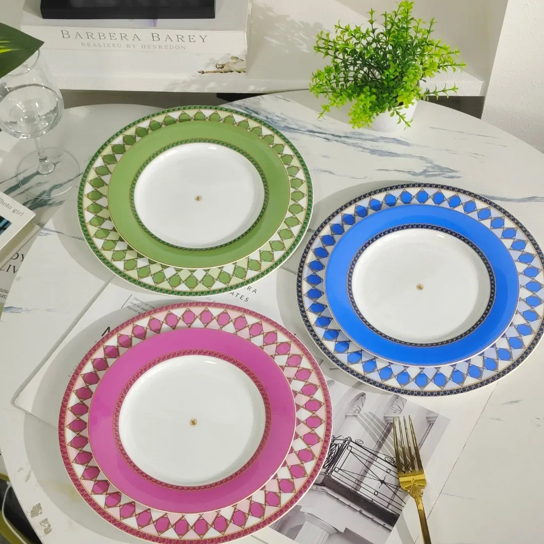 2pcs a set 8+10.5 inch bone china tableware dish cake steak plate