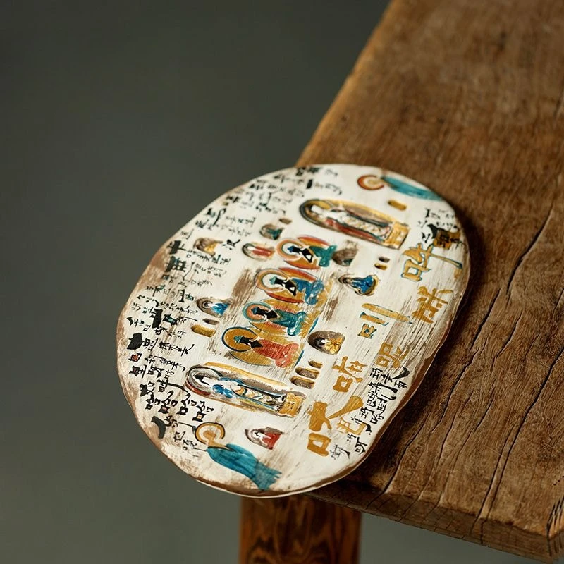 Phaseless tea tray, purely handmade City Yinyuanyuan pastel Dunhuang ceramic dry brewing tea table pot tray