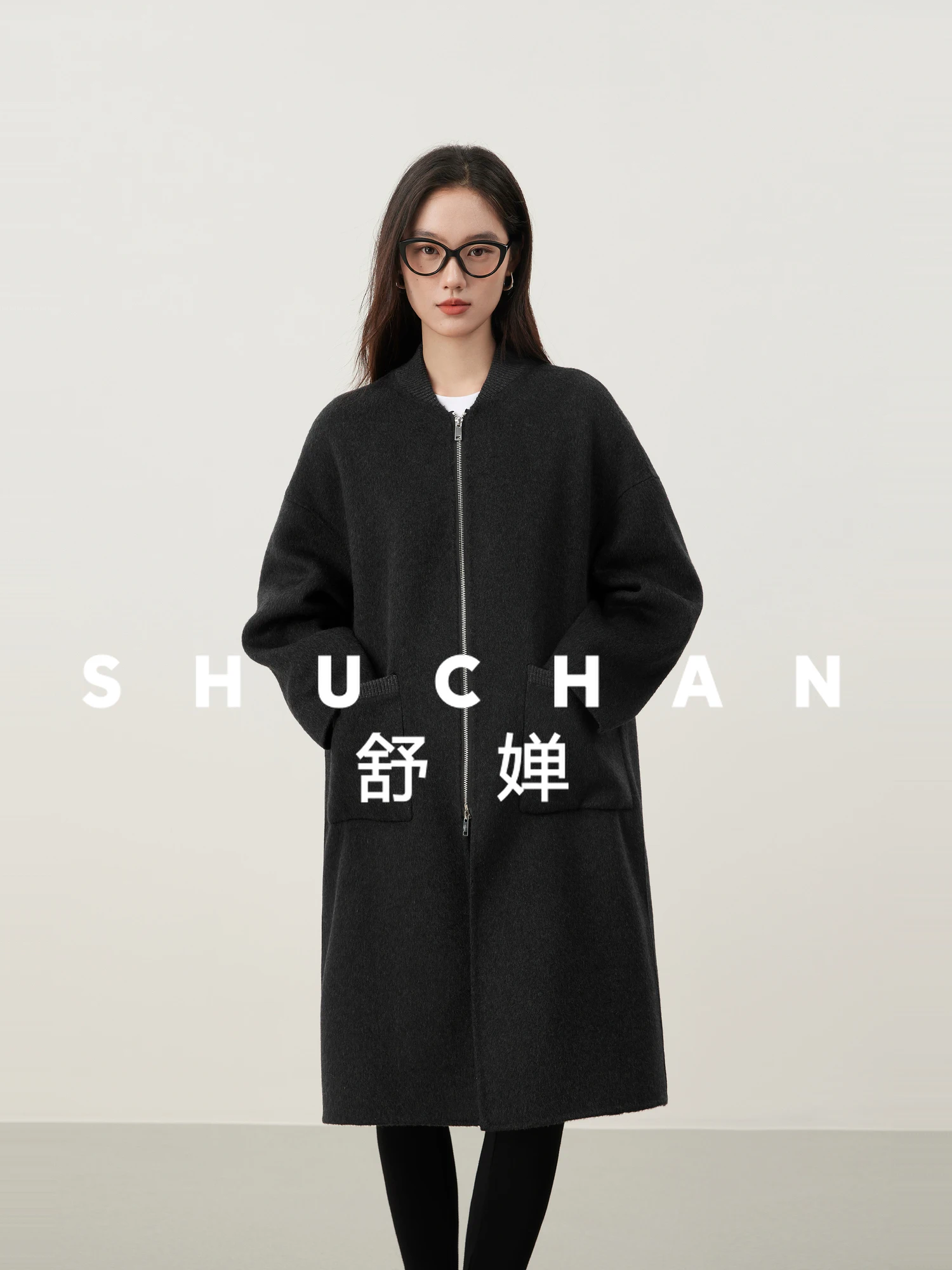 

Simple and Casual, Textured Wool, Baseball Collar Double-ended Zipper Woolen Coat Women 2025 Winter