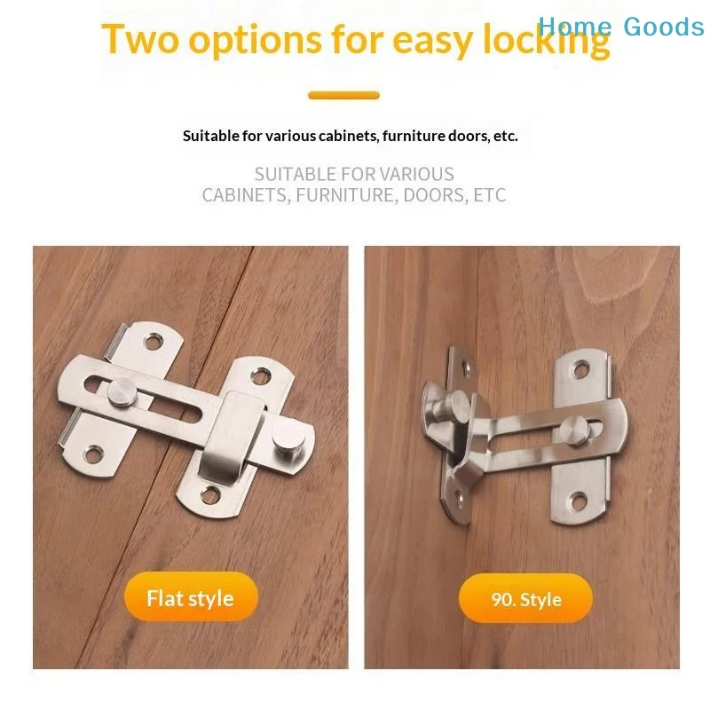 preferred1pc Thick Stainless Steel Door Latch Lock Hardware Gate Latches Anti Theft Easy Install For Home Bathroom Cabinet Doors