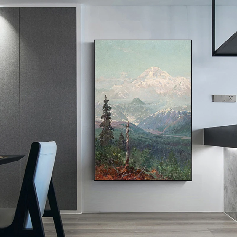 سيدني لورانس يعمل جبل ماكنلي المشهد المشارك الرومانسية يطبع حائط لوح رسم الفن صور ديكور غرفة المنزل #5