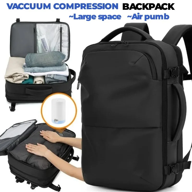 

Vacuum Compression Travel Backpack - 17 Inch Laptop Bag with Electric/Manual Pump, Waterproof & Expandable Storage