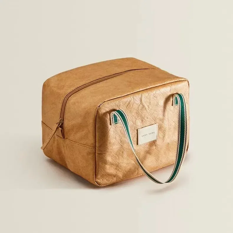 Thermal Insulation Bag Office Worker Portable Lunch Box Handheld Kraft Paper Handbag Food Bag