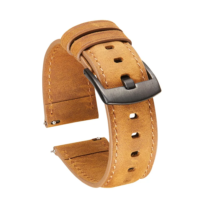 Spot Crazy Horse Leather Watch Strap Smart Quick Release Watch Strap Matte Leather Watch Strap Soft 20/22m