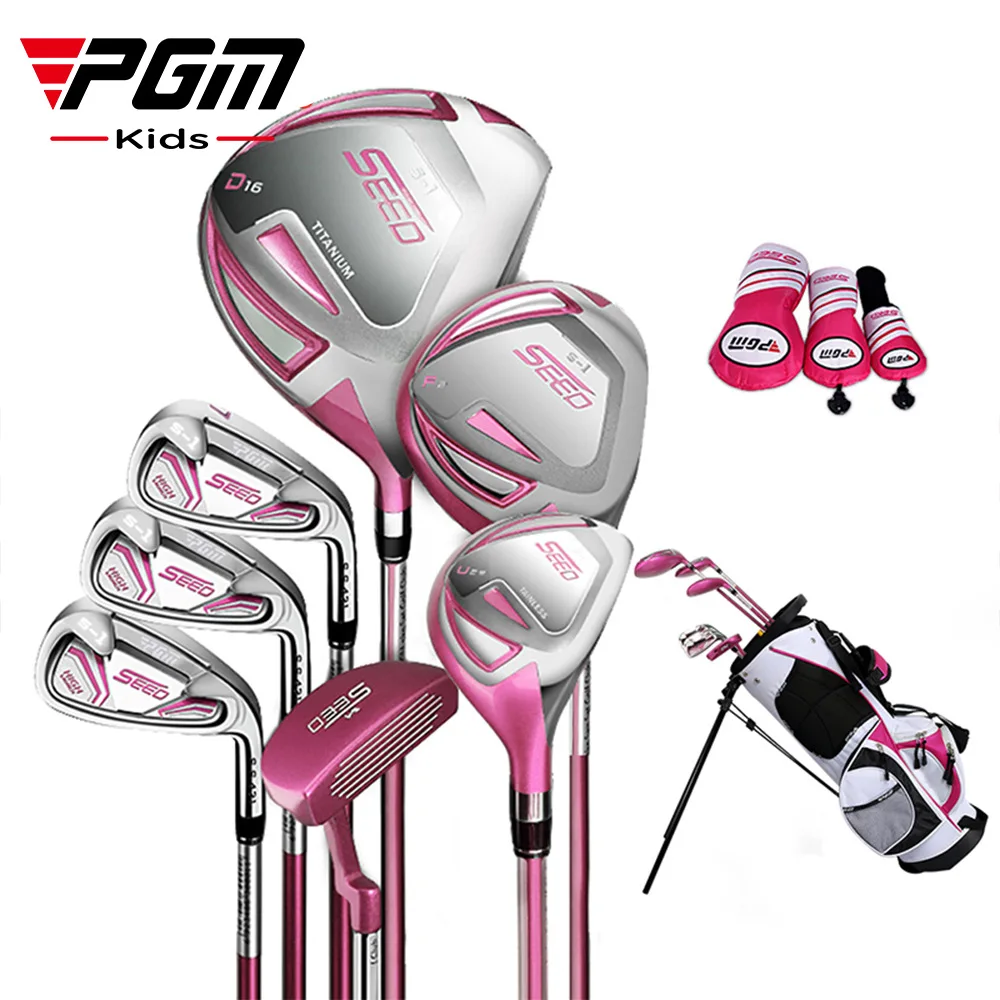 

PGM Girls Kids Golf Clubs set 7PCS Golf Bag Golf Headcover Children's No. 1 5 wood No. 7 9 S Iron Carbon Shaft Putters JRTG005