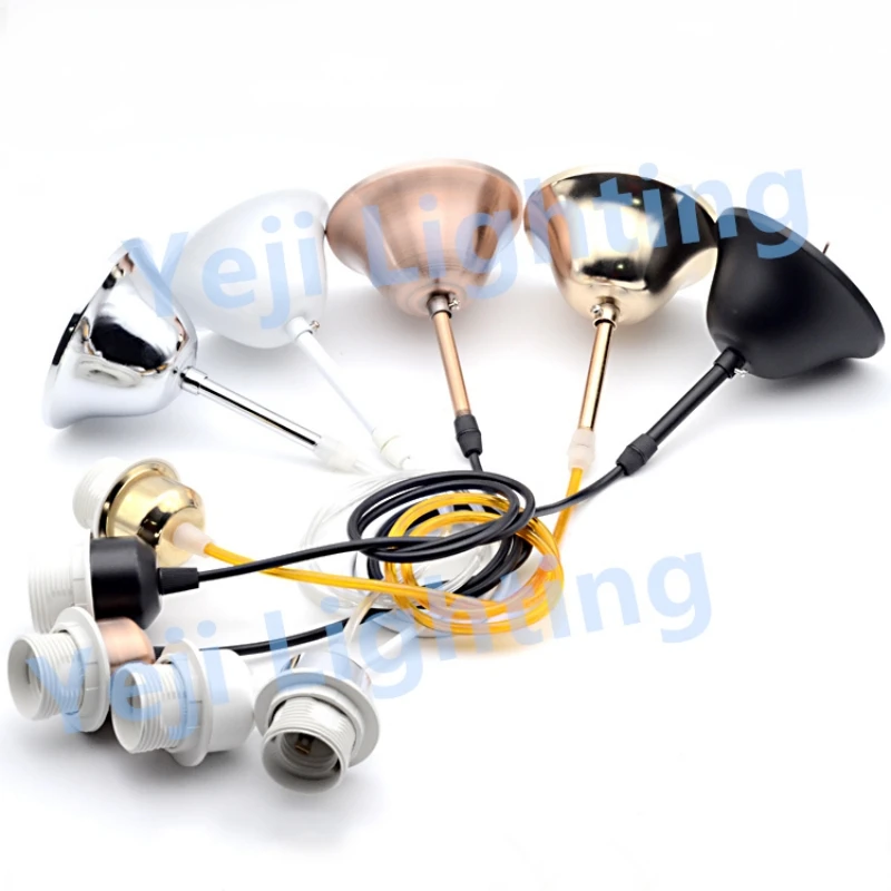 

Iron Ceiling Rose with Lamp Base E27 Socket Cord Set Ceiling Plate with Cable Wire for LED RGB Chandelier Lighting Accseeories